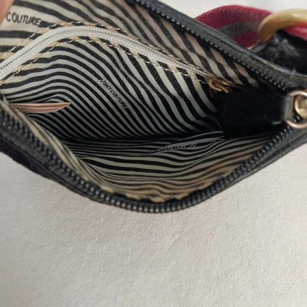 Juicy Couture Crossbody BLACK VELVET Shoulder Bag Purse Adjustable EMBROIDERED